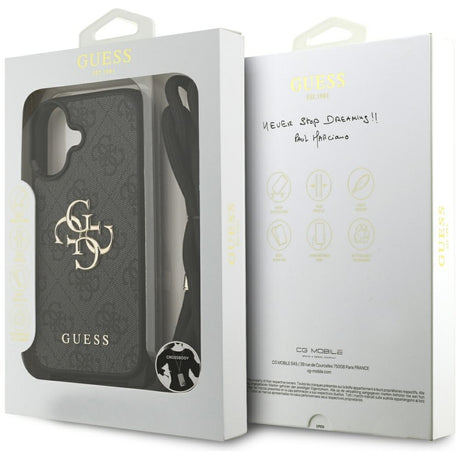 Husa de protectie Guess Hardcase 4G CBDY Big Logo with Cord Strap (GUHCP17SP4GMGCRK) compatibil cu iPhone 17, Negru