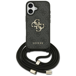 Husa de protectie Guess Hardcase 4G CBDY Big Logo with Cord Strap (GUHCP17SP4GMGCRK) compatibil cu iPhone 17, Negru
