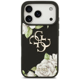 Husa de protectie Guess Hardcase 4G Grained Roses Big Logo (GUHCP17LPGROP4MK) compatibil cu iPhone 17 Pro, Negru