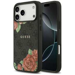 Husa de protectie Guess Hardcase 4G Flowers Print MagSafe (GUHMP17LP4ROPEMCK) compatibil cu iPhone 17 Pro, Negru
