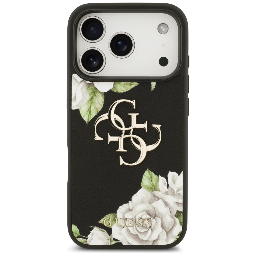 Husa de protectie Guess Hardcase 4G Grained Roses Big Logo (GUHCP17XPGROP4MK) compatibil cu iPhone 17 Pro Max, Negru