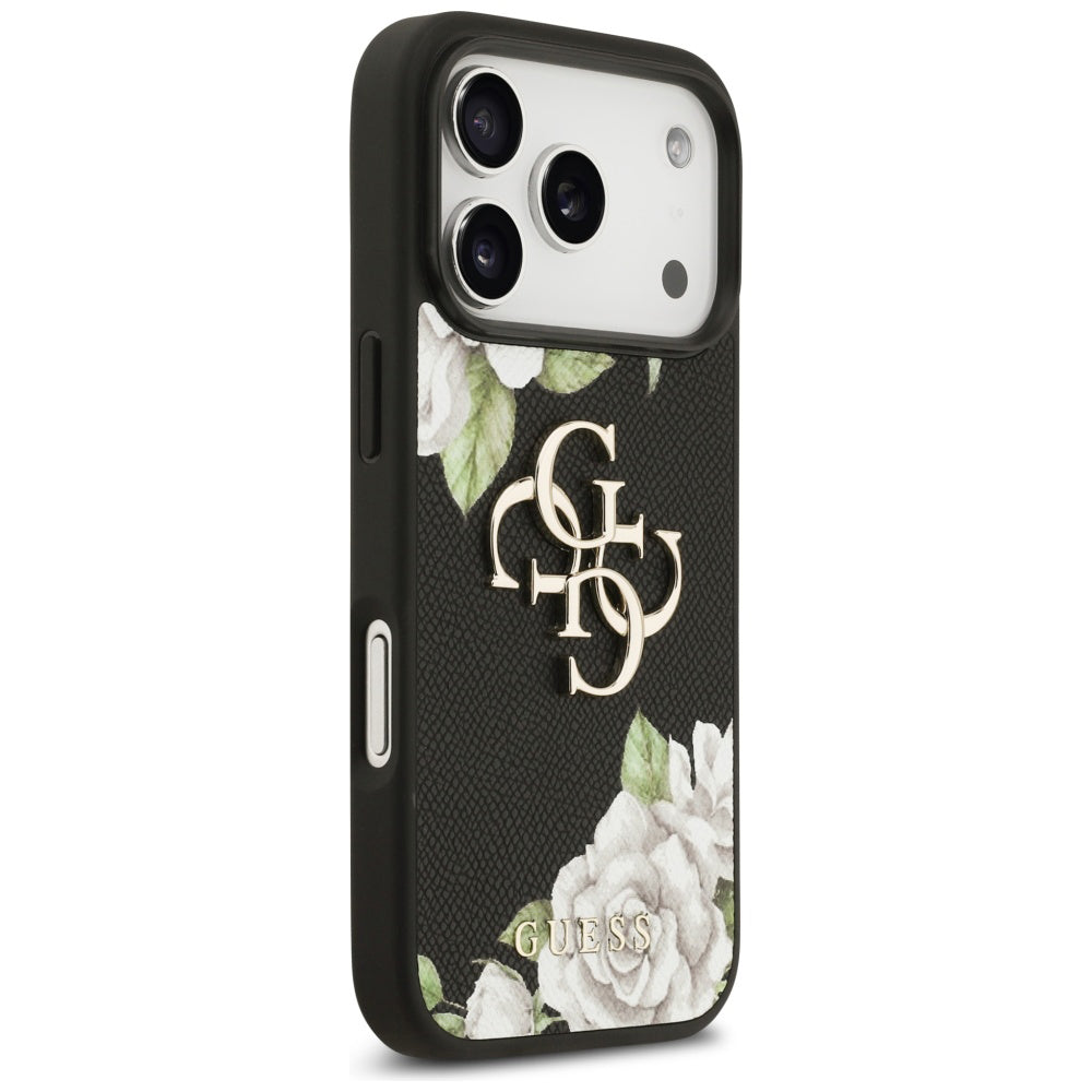 Husa de protectie Guess Hardcase 4G Grained Roses Big Logo (GUHCP17XPGROP4MK) compatibil cu iPhone 17 Pro Max, Negru
