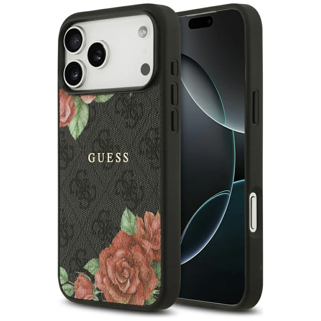 Husa de protectie Guess Hardcase 4G Flowers Print MagSafe (GUHMP17XP4ROPEMCK) compatibil cu iPhone 17 Pro Max, Negru