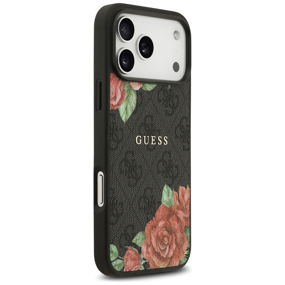 Husa de protectie Guess Hardcase 4G Flowers Print MagSafe (GUHMP17XP4ROPEMCK) compatibil cu iPhone 17 Pro Max, Negru