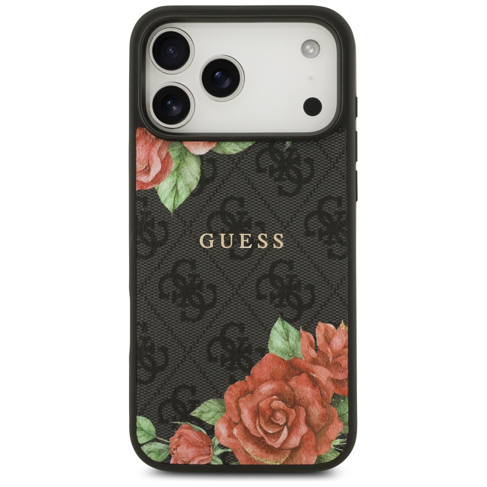 Husa de protectie Guess Hardcase 4G Flowers Print MagSafe (GUHMP17XP4ROPEMCK) compatibil cu iPhone 17 Pro Max, Negru