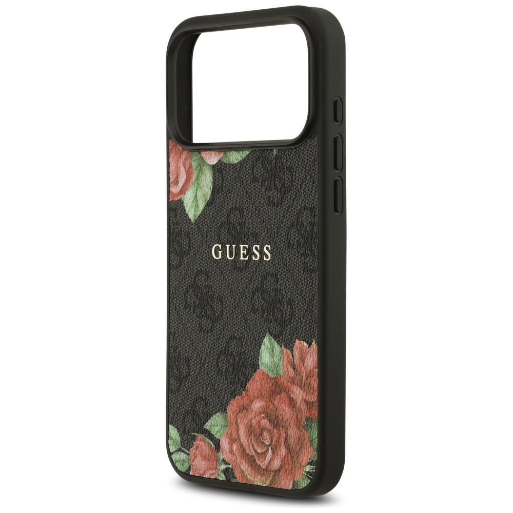 Husa de protectie Guess Hardcase 4G Flowers Print MagSafe (GUHMP17XP4ROPEMCK) compatibil cu iPhone 17 Pro Max, Negru