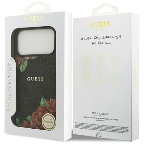 Husa de protectie Guess Hardcase 4G Flowers Print MagSafe (GUHMP17XP4ROPEMCK) compatibil cu iPhone 17 Pro Max, Negru