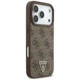 Husa de protectie Guess Hardcase 4G Triangle Logo MagSafe with Pearl Strap (GUHMP17LP4TSDPPSW) compatibil cu iPhone 17 Pro, Maro