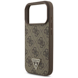 Husa de protectie Guess Hardcase 4G Triangle Logo MagSafe with Pearl Strap (GUHMP17LP4TSDPPSW) compatibil cu iPhone 17 Pro, Maro