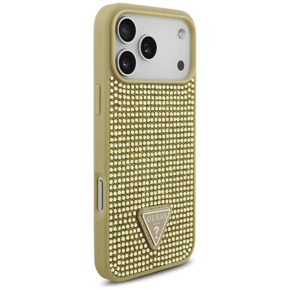 Husa de protectie Guess Rhinestone Triangle Logo (GUHCP17LHDGTPD) compatibil cu iPhone 17 Pro, Auriu