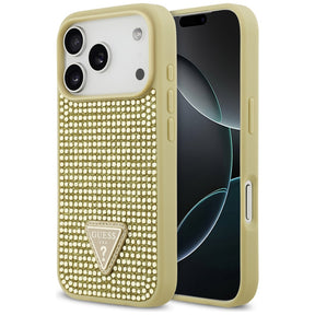 Husa de protectie Guess Rhinestone Triangle Logo (GUHCP17LHDGTPD) compatibil cu iPhone 17 Pro, Auriu