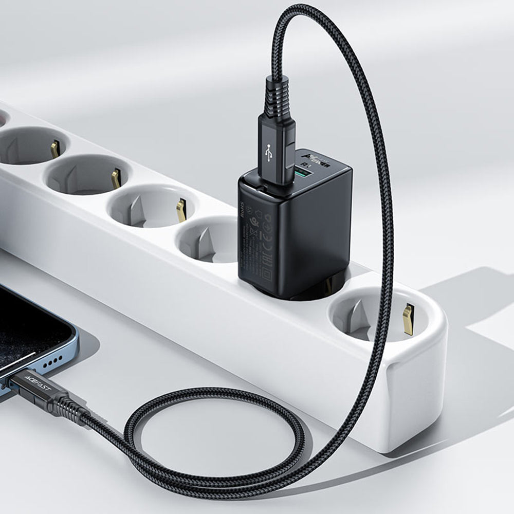 Incarcator Acefast (A33), Dual Port, Fast Charge 2x USB, QC18W, Negru