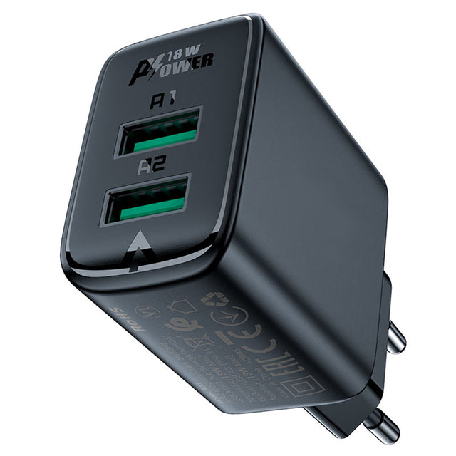 Incarcator Acefast (A33), Dual Port, Fast Charge 2x USB, QC18W, Negru