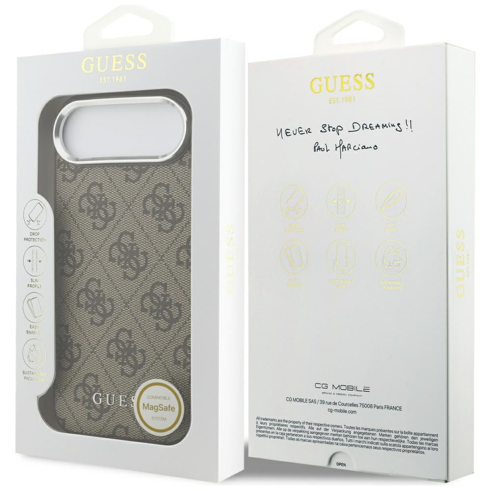Husa de protectie Guess Hardcase 4G Classic Logo MagSafe (GUHMP17MP4GSSMCW) compatibil cu iPhone 17 Air, Maro