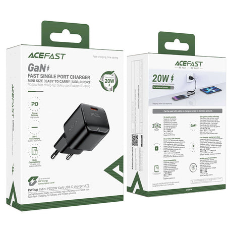 Incarcator Acefast Mini (A73), GaN Technology, PD20W, Small Size Design, Negru