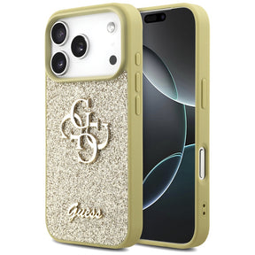 Husa de protectie Guess Fixed Glitter Big 4G (GUHCP17XHG4SGD) compatibil cu iPhone 17 Pro Max, Auriu