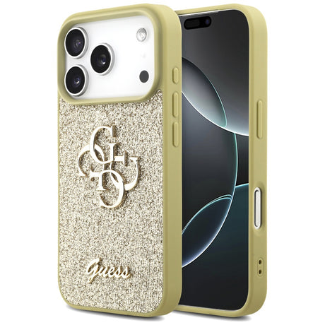Husa de protectie Guess Fixed Glitter Big 4G (GUHCP17XHG4SGD) compatibil cu iPhone 17 Pro Max, Auriu