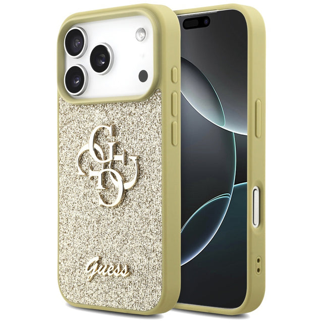 Husa de protectie Guess Fixed Glitter Big 4G (GUHCP17XHG4SGD) compatibil cu iPhone 17 Pro Max, Auriu