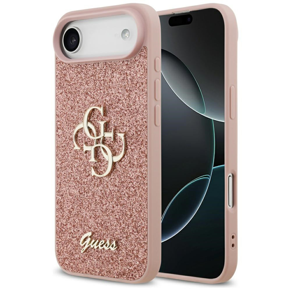 Husa de protectie Guess Fixed Glitter Big 4G (GUHCP17MHG4SGP) compatibil cu iPhone 17 Air, Roz