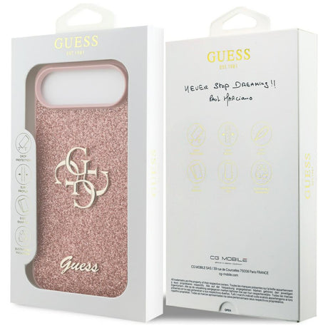 Husa de protectie Guess Fixed Glitter Big 4G (GUHCP17MHG4SGP) compatibil cu iPhone 17 Air, Roz