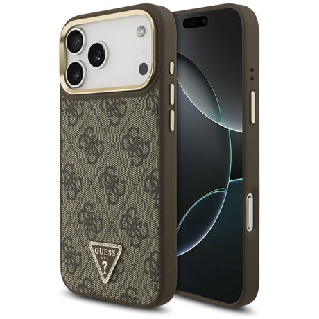 Husa de protectie Guess Hardcase 4G Triangle Logo MagSafe (GUHMP17LP4GTDGMW) compatibil cu iPhone 17 Pro, Maro