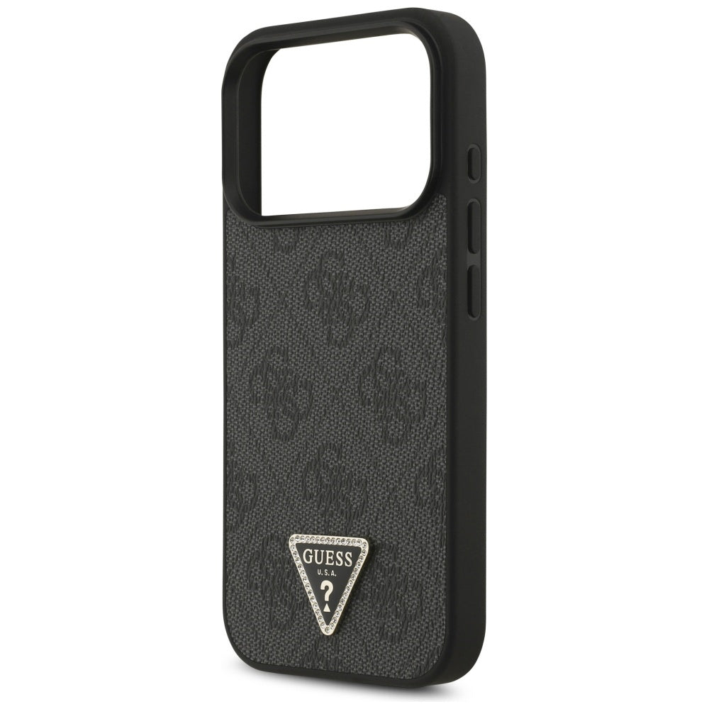 Husa de protectie Guess Leather 4G Triangle Strass MagSafe (GUHMP17LP4TDPLK) compatibil cu iPhone 17 Pro, Negru
