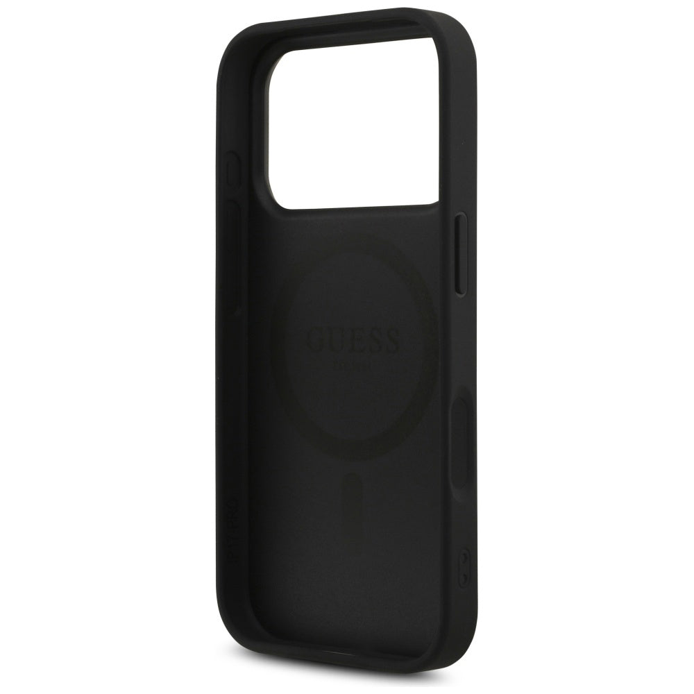 Husa de protectie Guess Leather 4G Triangle Strass MagSafe (GUHMP17LP4TDPLK) compatibil cu iPhone 17 Pro, Negru
