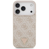 Husa de protectie Guess Leather 4G Triangle Strass MagSafe (GUHMP17LP4TDPLP) compatibil cu iPhone 17 Pro, Roz