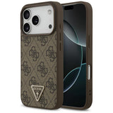 Husa de protectie Guess Leather 4G Triangle Strass MagSafe (GUHMP17LP4TDPLW) compatibil cu iPhone 17 Pro, Maro