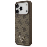 Husa de protectie Guess Leather 4G Triangle Strass MagSafe (GUHMP17LP4TDPLW) compatibil cu iPhone 17 Pro, Maro