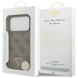 Husa de protectie Guess Leather 4G Triangle Strass MagSafe (GUHMP17LP4TDPLW) compatibil cu iPhone 17 Pro, Maro