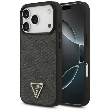 Husa de protectie Guess Leather 4G Triangle Strass MagSafe (GUHMP17XP4TDPLK) compatibil cu iPhone 17 Pro Max, Negru