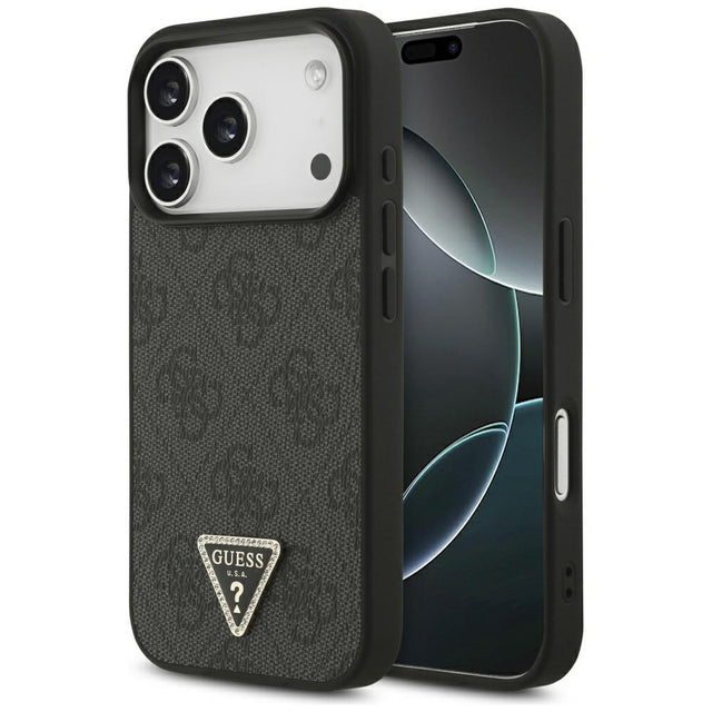 Husa de protectie Guess Leather 4G Triangle Strass MagSafe (GUHMP17XP4TDPLK) compatibil cu iPhone 17 Pro Max, Negru