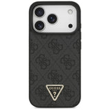 Husa de protectie Guess Leather 4G Triangle Strass MagSafe (GUHMP17XP4TDPLK) compatibil cu iPhone 17 Pro Max, Negru
