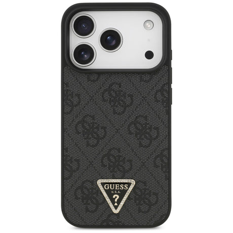 Husa de protectie Guess Leather 4G Triangle Strass MagSafe (GUHMP17XP4TDPLK) compatibil cu iPhone 17 Pro Max, Negru