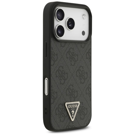 Husa de protectie Guess Leather 4G Triangle Strass MagSafe (GUHMP17XP4TDPLK) compatibil cu iPhone 17 Pro Max, Negru
