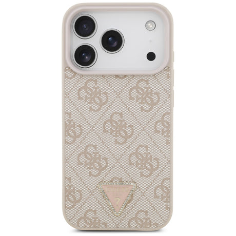 Husa de protectie Guess Leather 4G Triangle Strass MagSafe (GUHMP17XP4TDPLP) compatibil cu iPhone 17 Pro Max, Roz