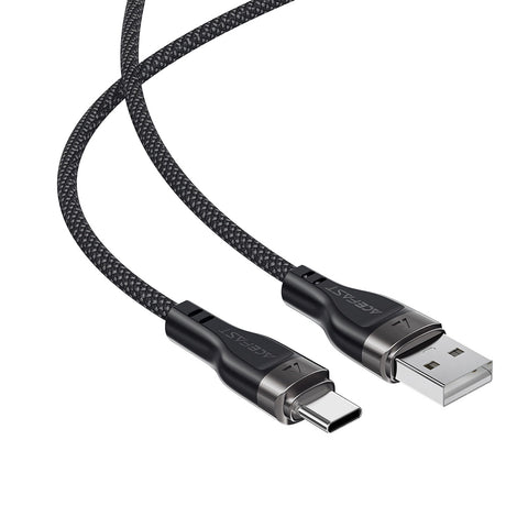 Cablu Acefast (C11-04), Magnetic Winding, Fast Charging, USB to Type-C, 3A, Adjustable Lenght, 1.2m, Negru