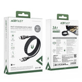 Cablu Acefast (C11-04), Magnetic Winding, Fast Charging, USB to Type-C, 3A, Adjustable Lenght, 1.2m, Negru