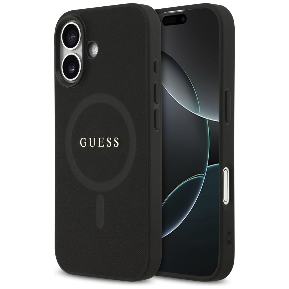 Husa de protectie Guess Saffiano Classic Logo MagSafe (GUHMP17SPSAHMCK) compatibil cu iPhone 17, Negru