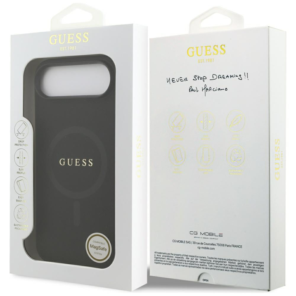 Husa de protectie Guess Saffiano Classic Logo MagSafe (GUHMP17MPSAHMCK) compatibil cu iPhone 17 Air, Negru