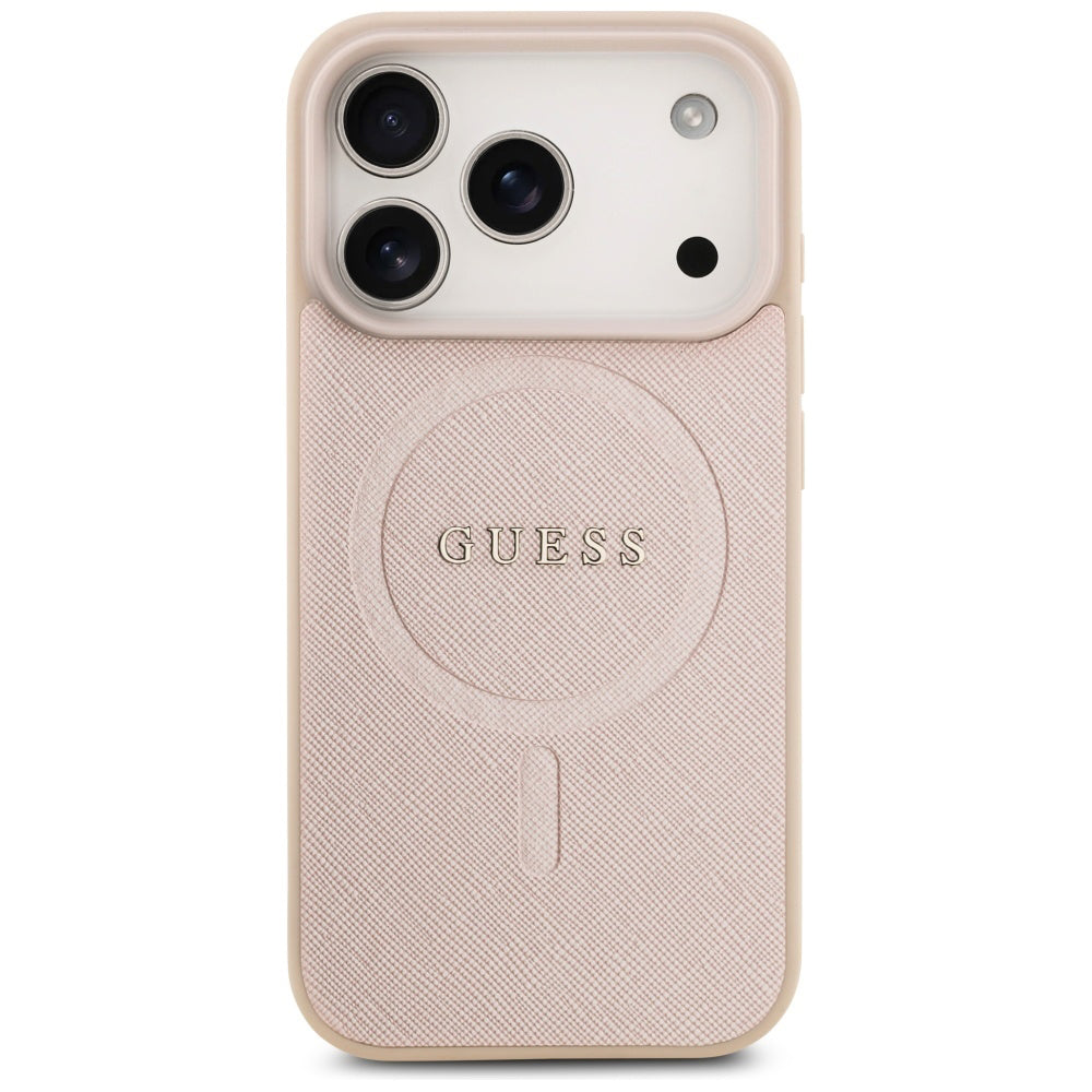 Husa de protectie Guess Saffiano Classic Logo MagSafe (GUHMP17LPSAHMCP) compatibil cu iPhone 17 Pro, Roz