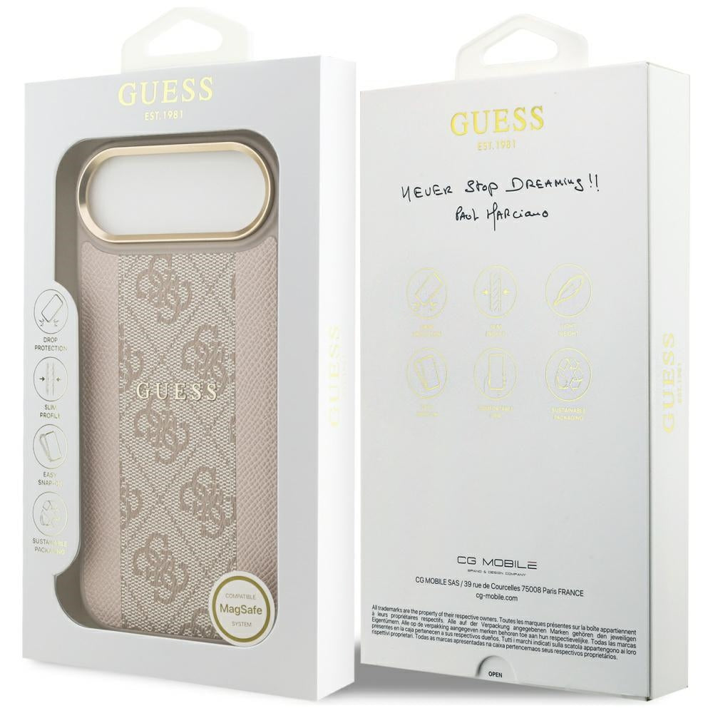 Husa de protectie Guess Hardcase 4G Stripe MagSafe (GUHMP17MPG4SEMCP) compatibil cu iPhone 17 Air, Roz