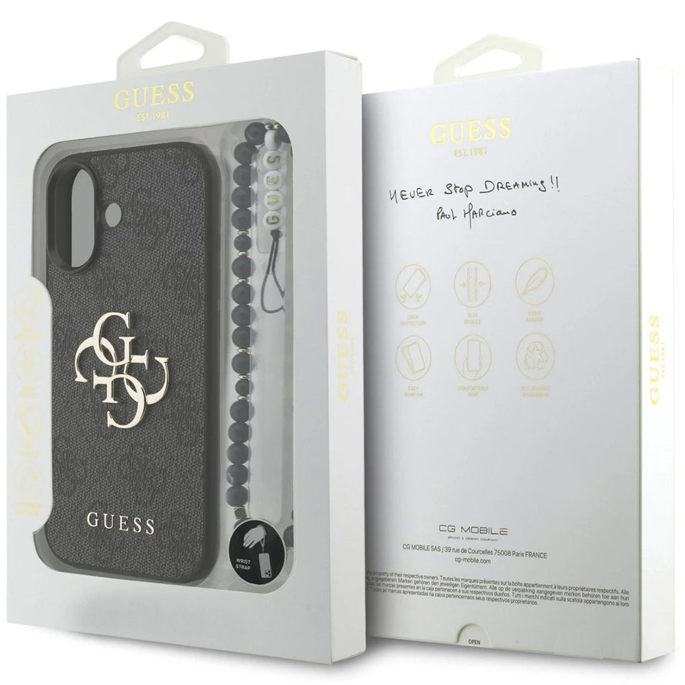 Husa de protectie Guess Hardcase 4G Classic Logo with Strap (GUHCP17SP4GMGSK) compatibil cu iPhone 17, Negru