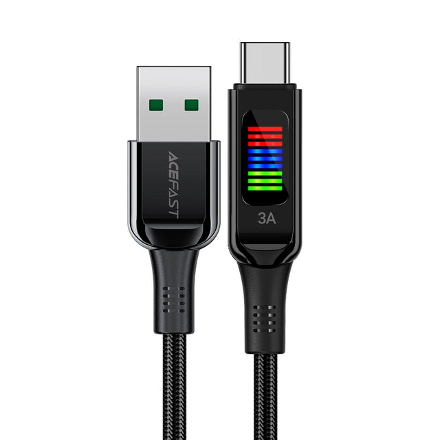 Cablu Acefast (C7-04), USB to Type-C, Fast Charging, 3A, Braided Nylon, 25.000 Bends, 1.2m, Negru