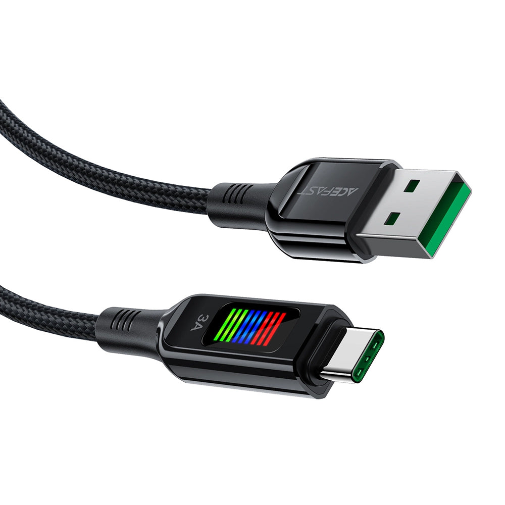 Cablu Acefast (C7-04), USB to Type-C, Fast Charging, 3A, Braided Nylon, 25.000 Bends, 1.2m, Negru