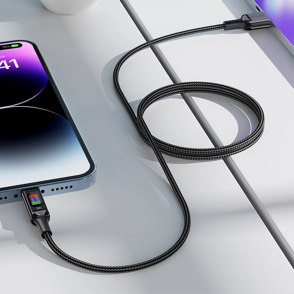 Cablu Acefast (C7-04), USB to Type-C, Fast Charging, 3A, Braided Nylon, 25.000 Bends, 1.2m, Negru