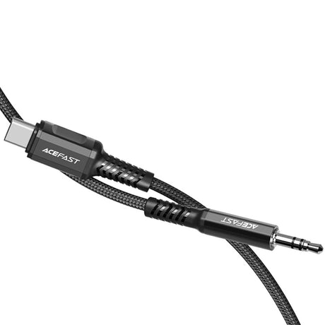 Adaptor Acefast Audio Cable Adapter (C1-08), Type-C to Jack 3.5mm Male, Hi-Fi, DAC Digital Decoding, Nylon Braided, 1.2m, Negru