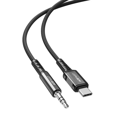 Adaptor Acefast Audio Cable Adapter (C1-08), Type-C to Jack 3.5mm Male, Hi-Fi, DAC Digital Decoding, Nylon Braided, 1.2m, Negru