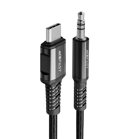 Adaptor Acefast Audio Cable Adapter (C1-08), Type-C to Jack 3.5mm Male, Hi-Fi, DAC Digital Decoding, Nylon Braided, 1.2m, Negru